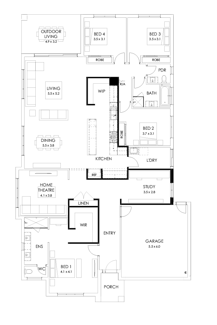 32  Floor Floorplan (Bar)