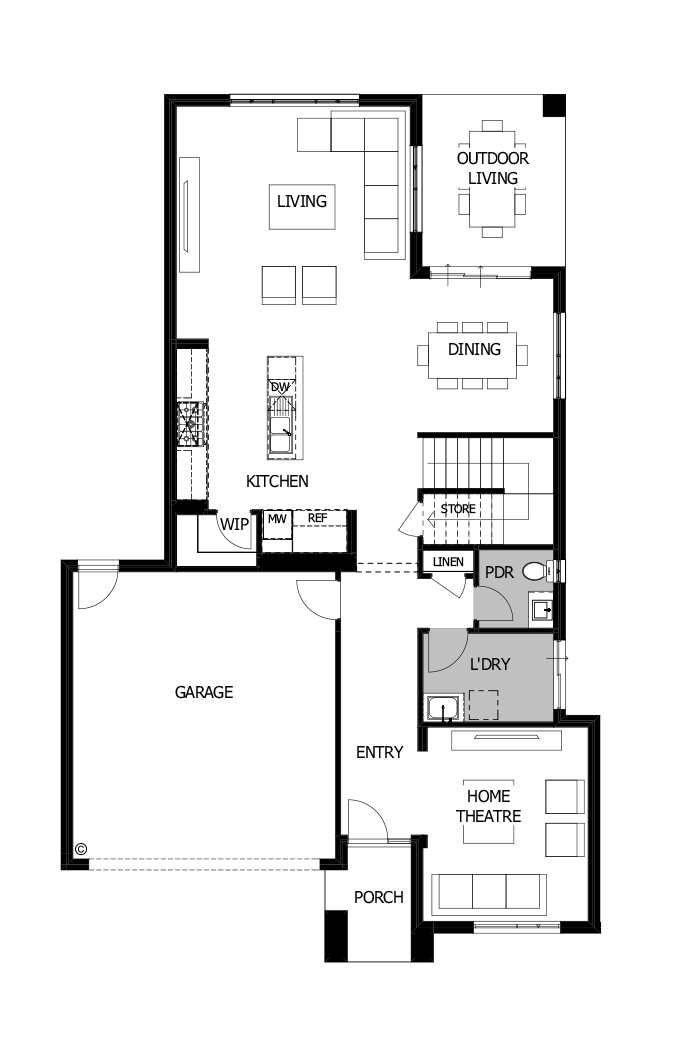30 Ground Floor Floorplan (Build over garage - Flipped)