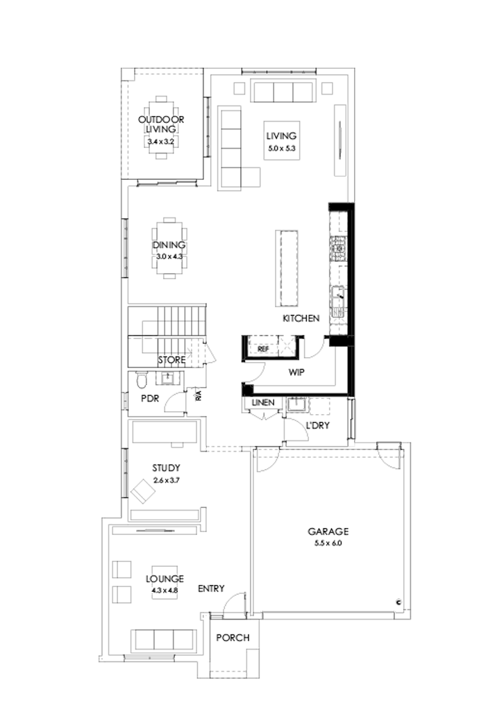 38 Ground Floor Floorplan (Alternate Kitchen)