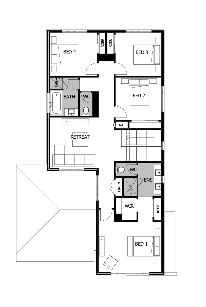 30 First Floor Floorplan (Rear flip - Flipped)