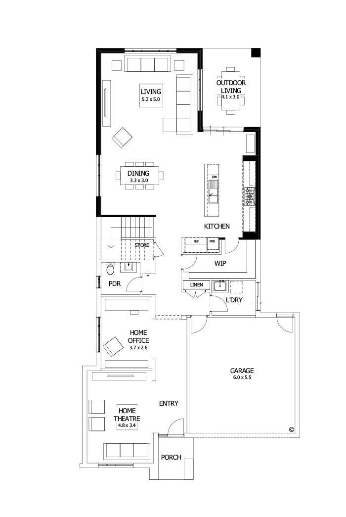 38 Ground Floor Floorplan (Rear flip)