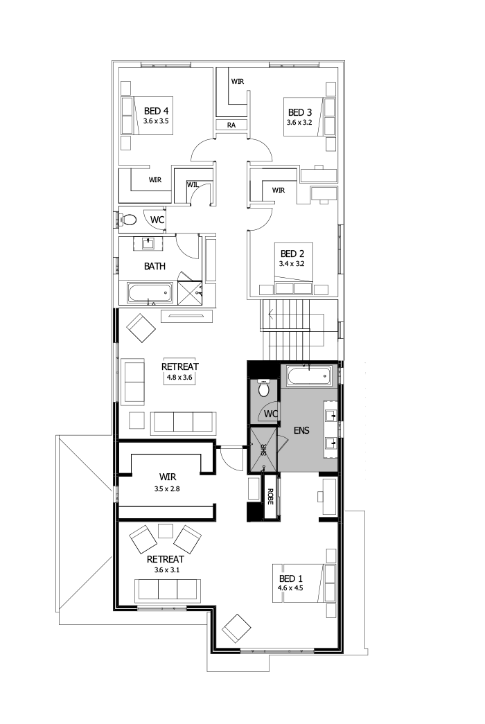 38 First Floor Floorplan (Build over garage - Flipped)