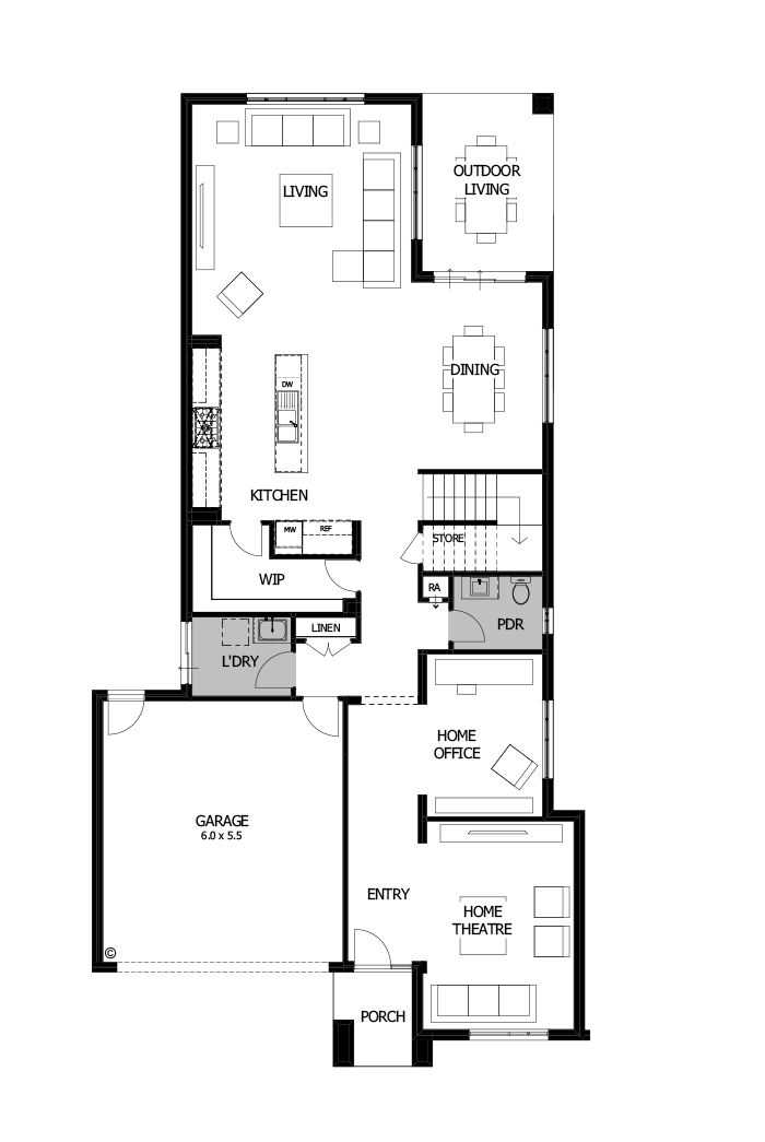 38 Ground Floor Floorplan (Powder room - Flipped)