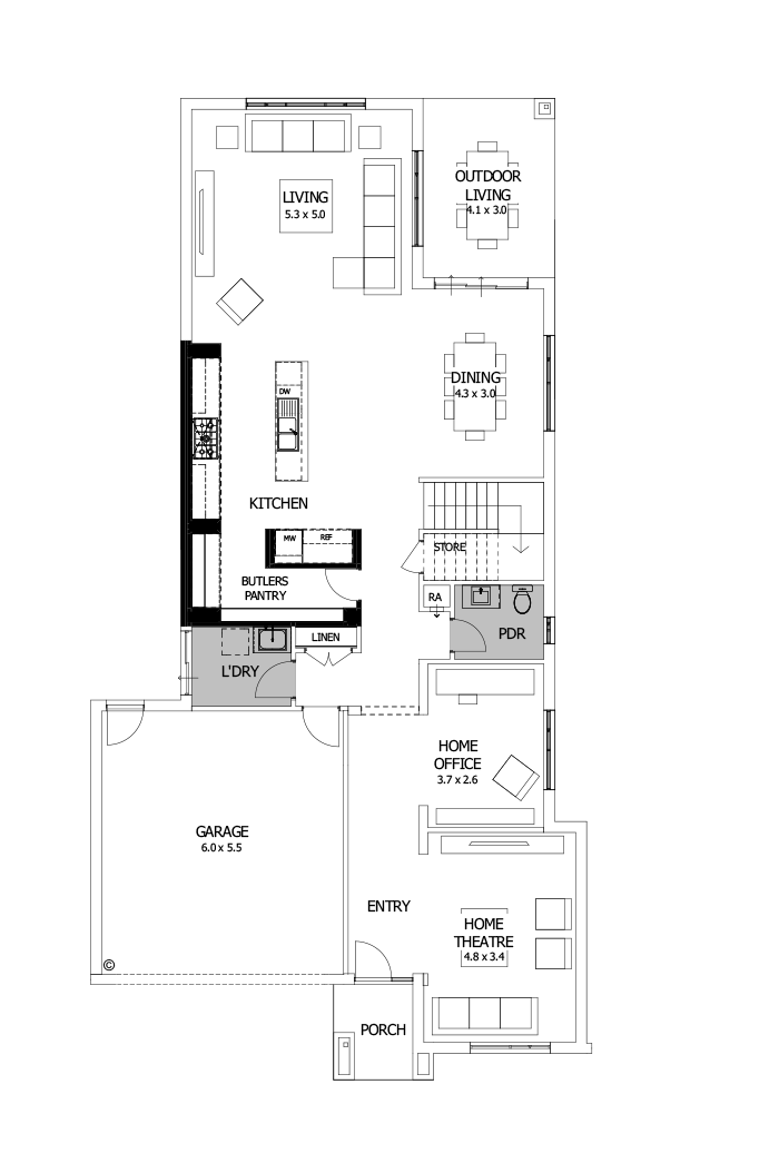 38 Ground Floor Floorplan (Butler's pantry - Flipped)