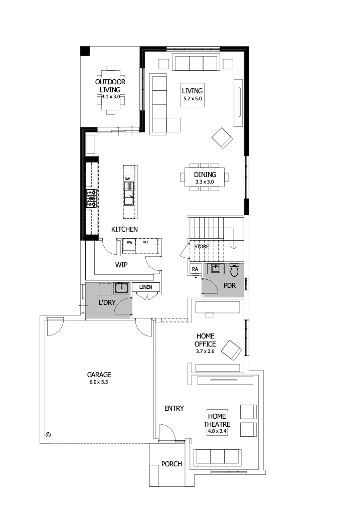 38 Ground Floor Floorplan (Rear flip - Flipped)