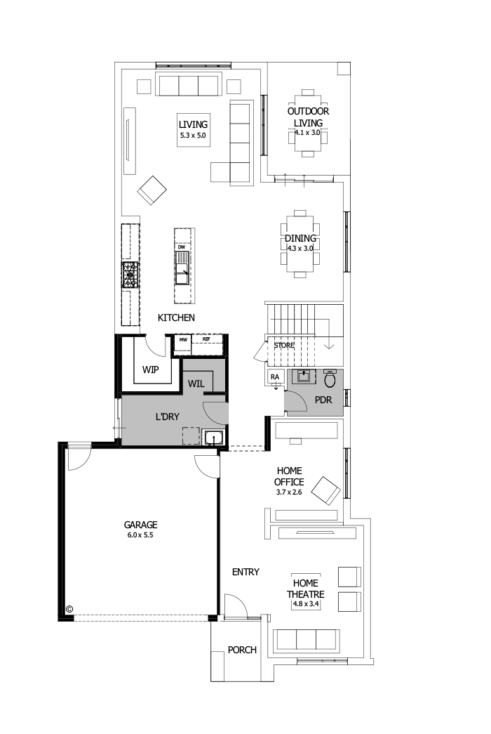 38 Ground Floor Floorplan (Grand laundry - Flipped)