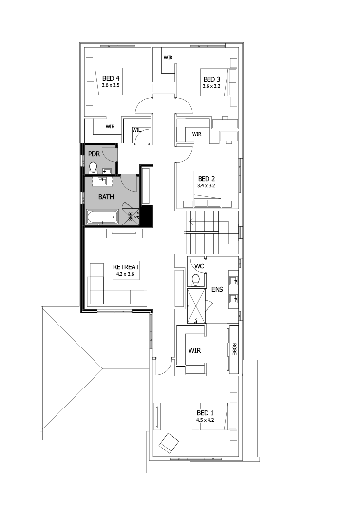 38 First Floor Floorplan (Powder room - Flipped)