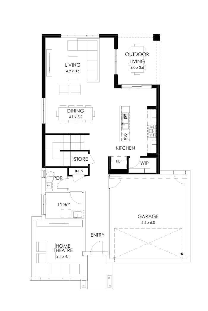 30 Ground Floor Floorplan (Rear flip)