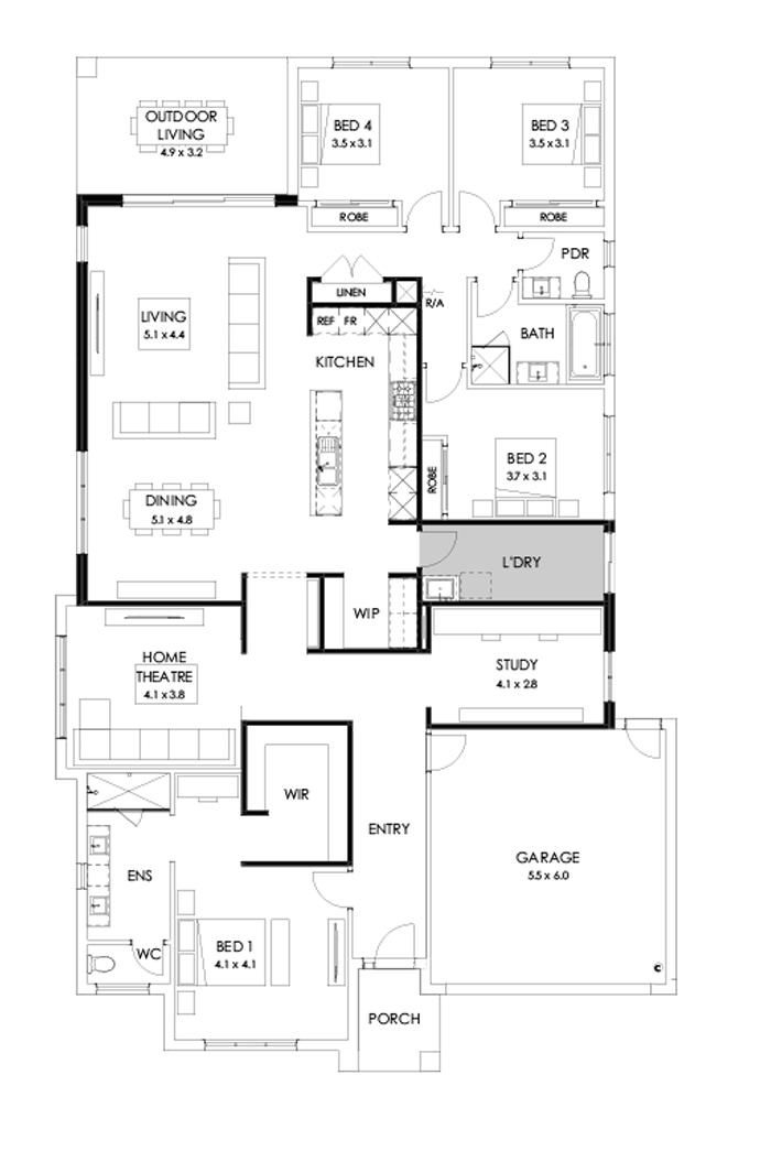 32  Floor Floorplan (Alternate Kitchen - Flipped)