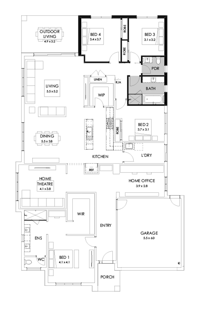 32  Floor Floorplan (Additional ensuite - Flipped)