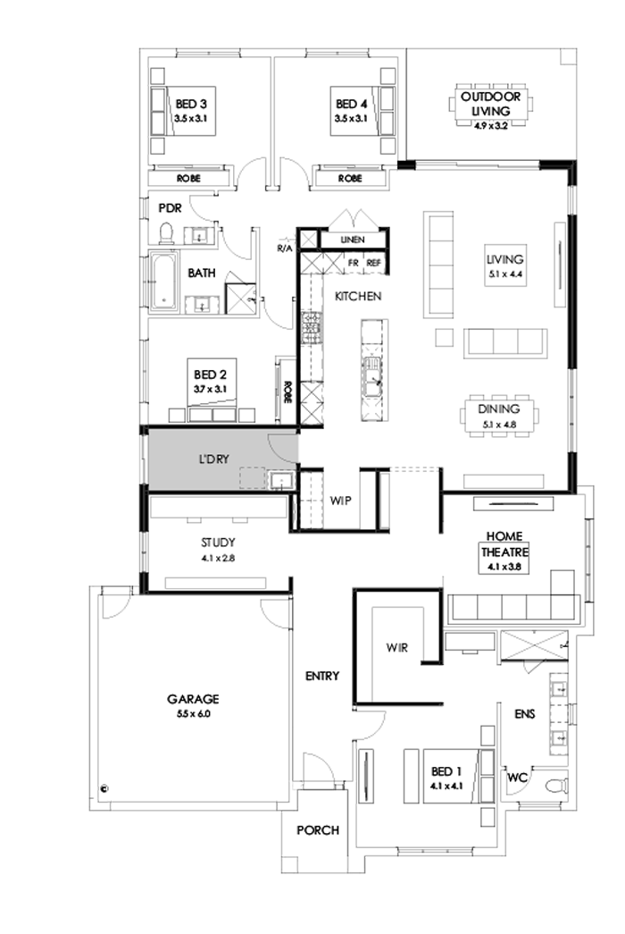 32  Floor Floorplan (Alternate Kitchen)
