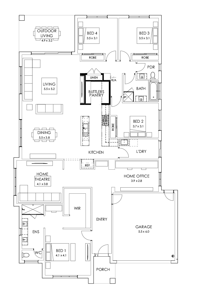 32  Floor Floorplan (Butler's pantry - Included - Flipped)