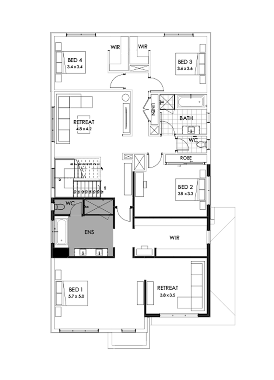 39 First Floor Floorplan (Build over garage - Flipped)