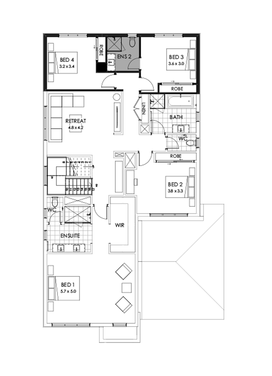 39 First Floor Floorplan (Additional ensuite - Flipped)