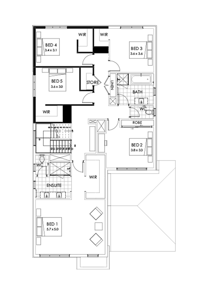 39 First Floor Floorplan (5th Bedroom  - Flipped)
