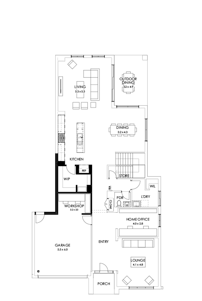 45 Ground Floor Floorplan (Workshop - Flipped)