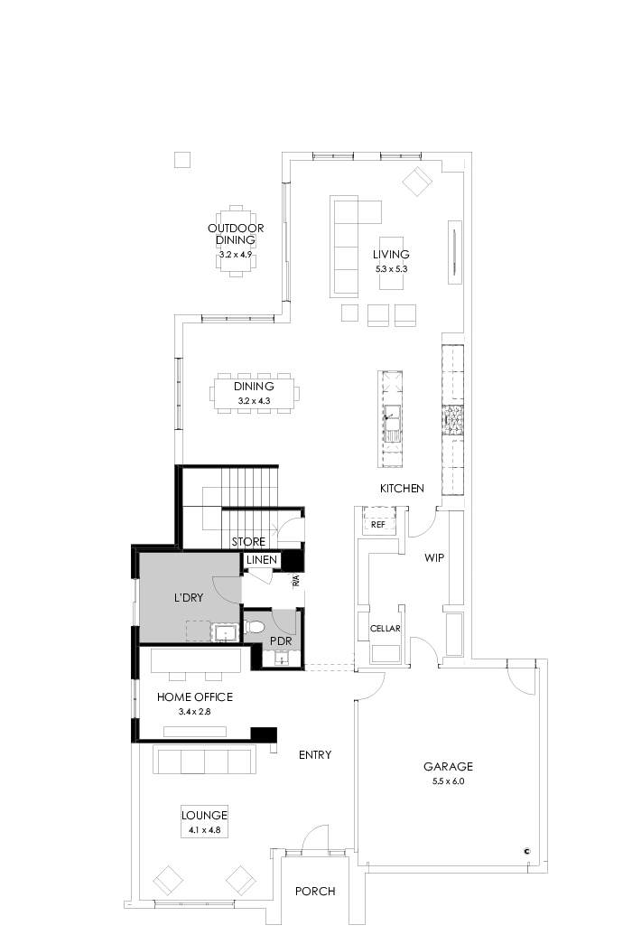 45 Ground Floor Floorplan (Alternate ensuite)