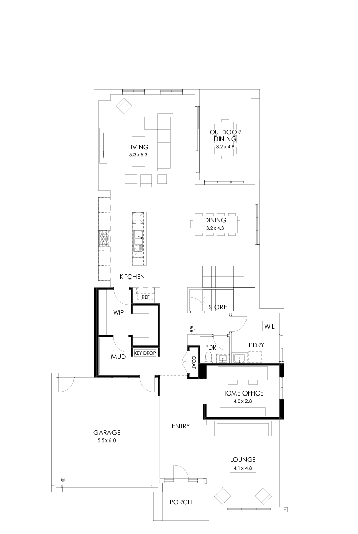 45 Ground Floor Floorplan (Mudroom - Flipped)