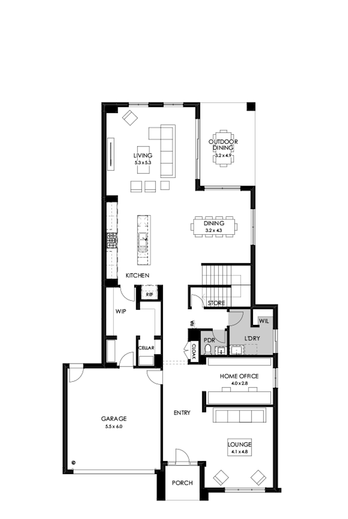 45 Ground Floor Floorplan (Standard - Flipped)