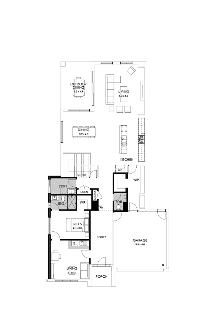 45 Ground Floor Floorplan (Guest wing)