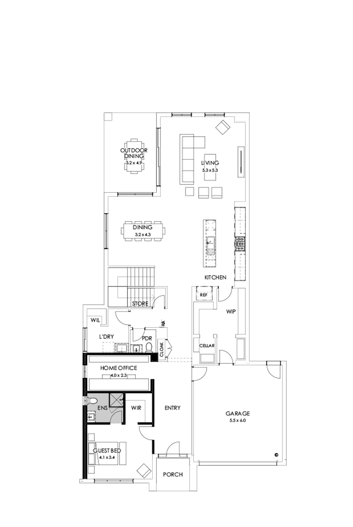 45 Ground Floor Floorplan (Guest bedroom)