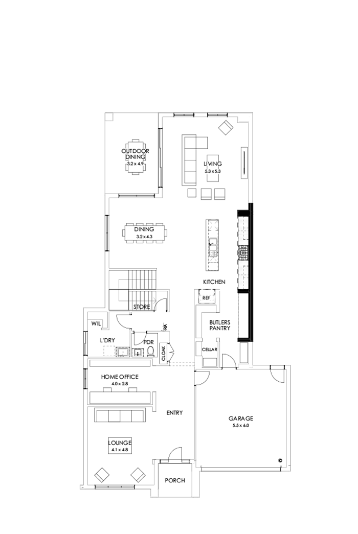 45 Ground Floor Floorplan (Butler's pantry - Included)