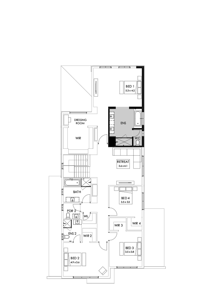45 First Floor Floorplan (Alternate bed 1)