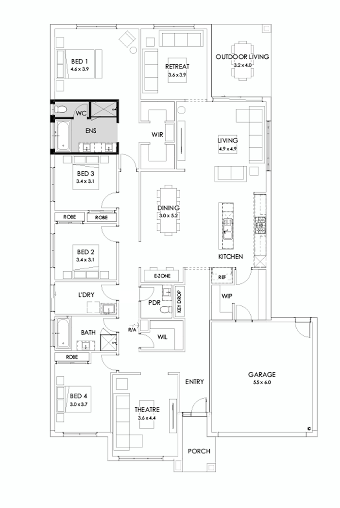 32  Floor Floorplan (Bath to ensuite)