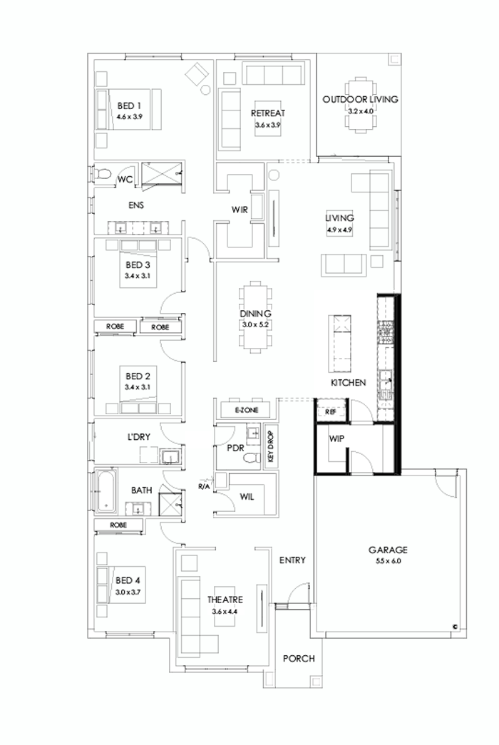 32  Floor Floorplan (Alternate kitchen)