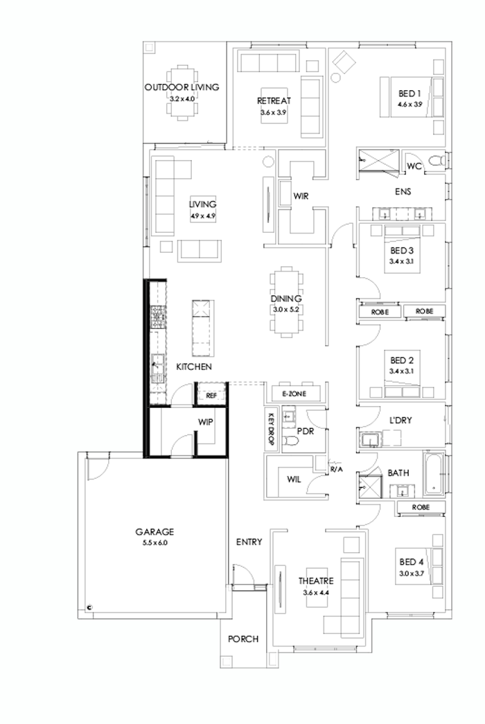 32  Floor Floorplan (Alternate kitchen - Flipped)