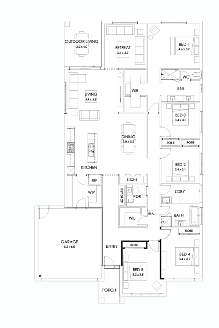 32  Floor Floorplan (5th bedroom - Flipped)