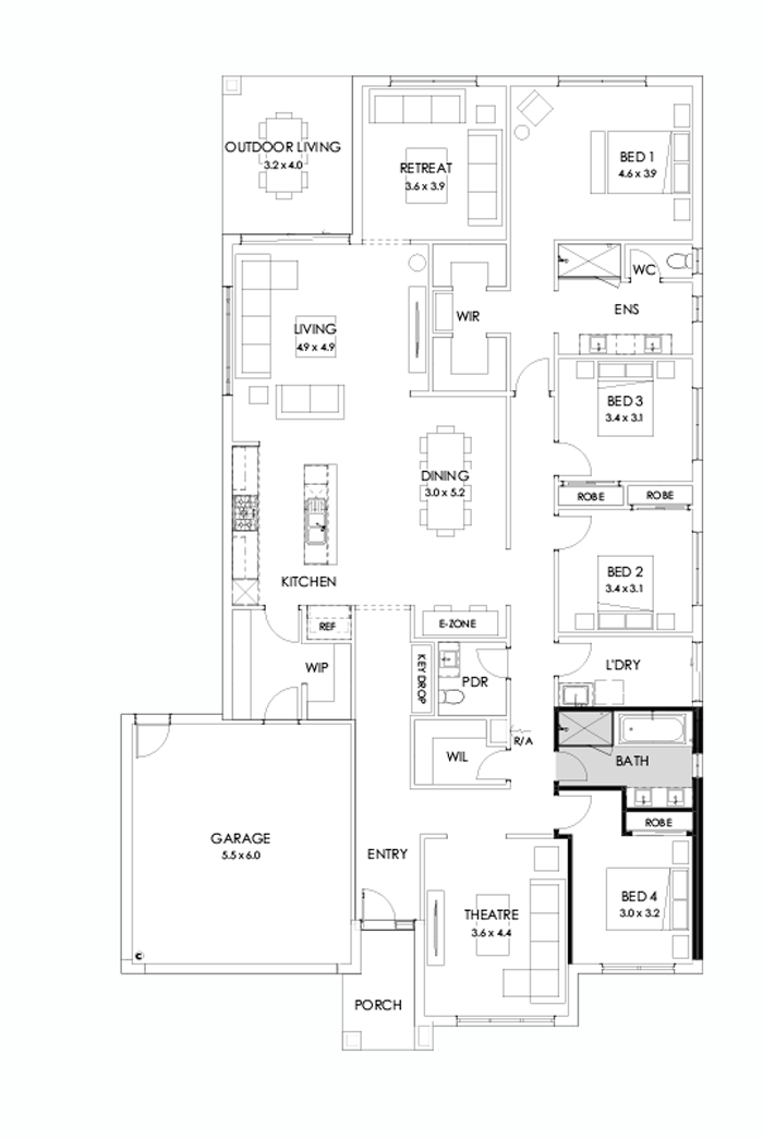 32  Floor Floorplan (Bathroom upgrade - Flipped)