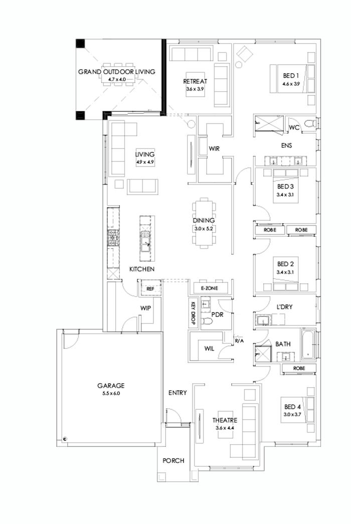 32  Floor Floorplan (Alternate bed 1 - Flipped)