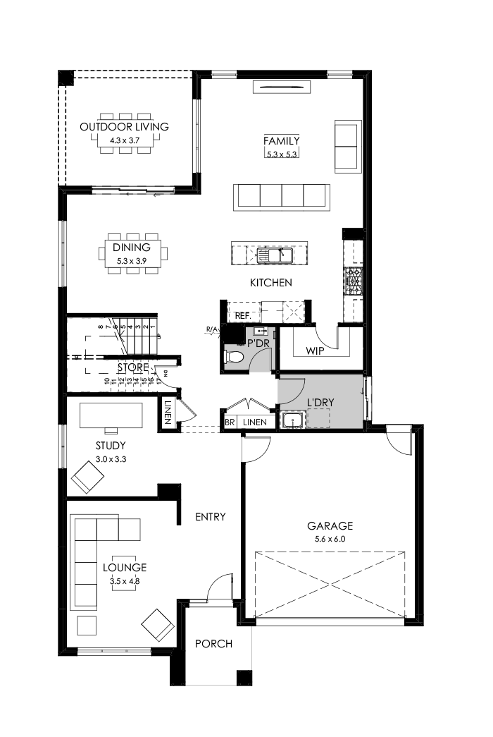 39 Ground Floor Floorplan (Powder room - Flipped)