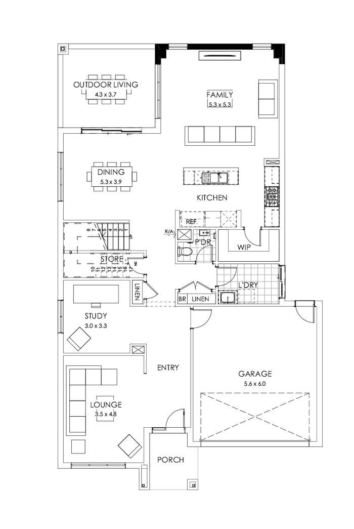 39 Ground Floor Floorplan (Additional ensuite - Flipped)