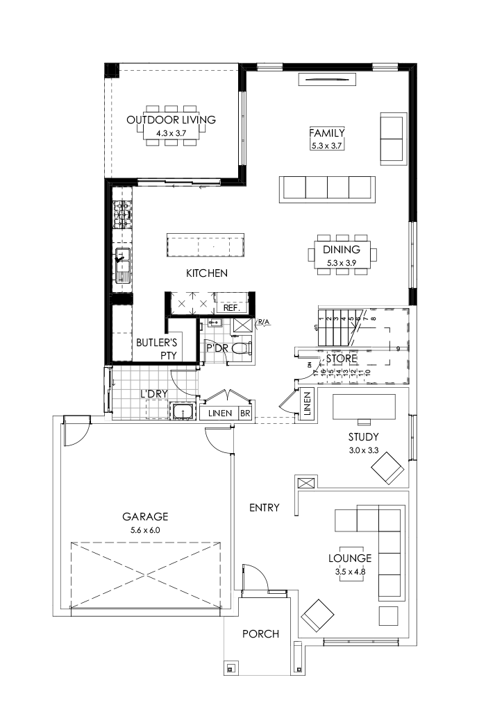 39 Ground Floor Floorplan (Rear flip with butler’s pantry )