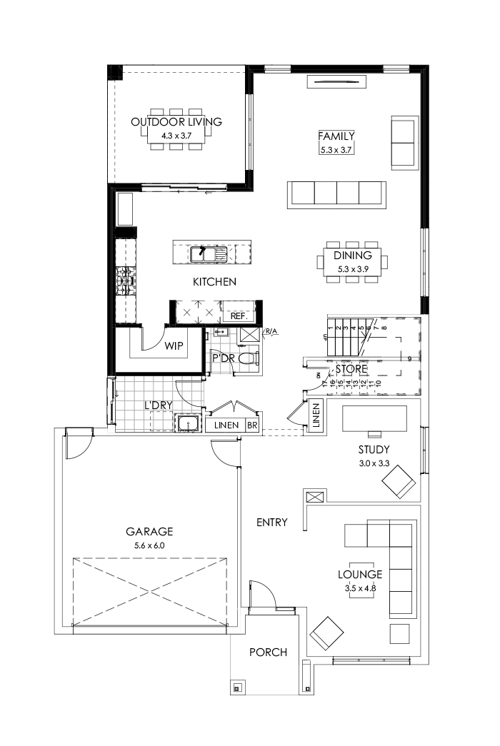 39 Ground Floor Floorplan (Rear flip)