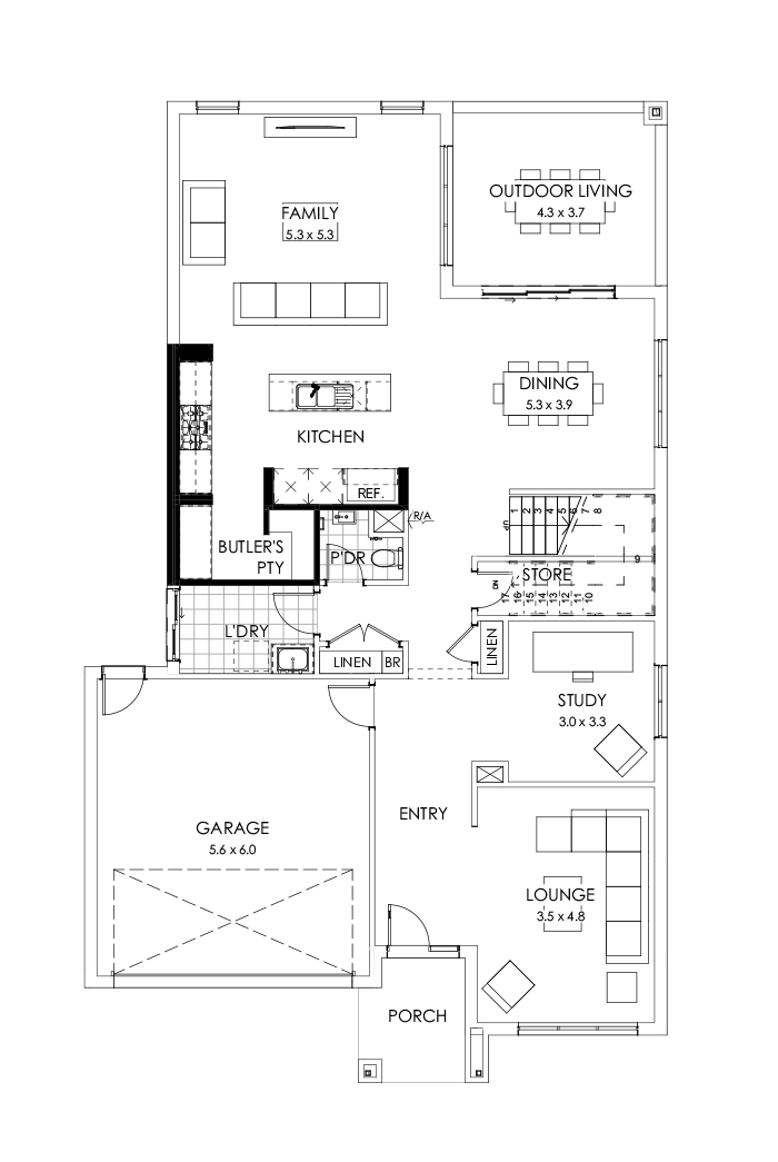 39 Ground Floor Floorplan (Butler's pantry - Included)