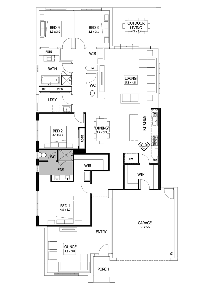 28  Floor Floorplan (Alternate kitchen - Flipped)