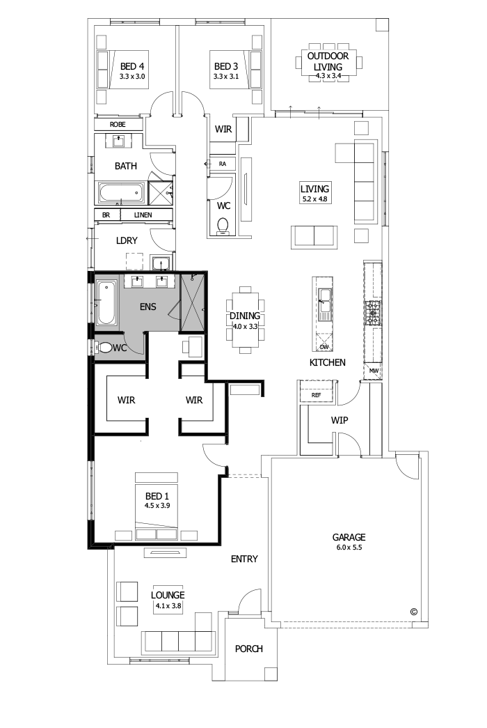 28  Floor Floorplan (3 bedrooms - Flipped)
