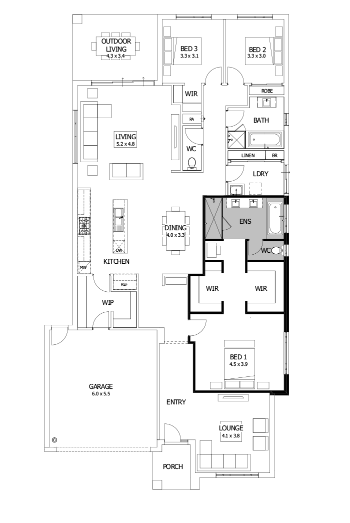 28  Floor Floorplan (3 bedrooms)