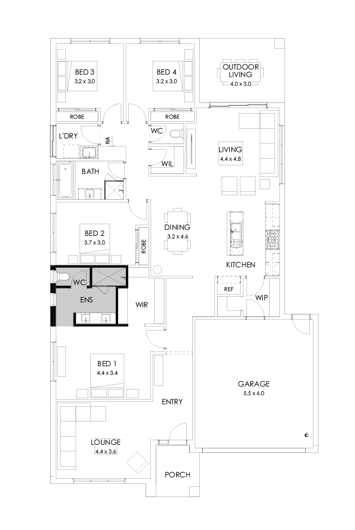 25  Floor Floorplan (Alternate ensuite - Flipped)