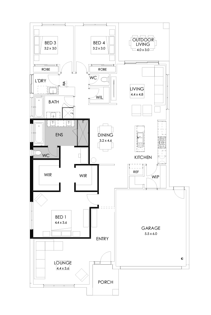 25  Floor Floorplan (3 bedrooms - Flipped)