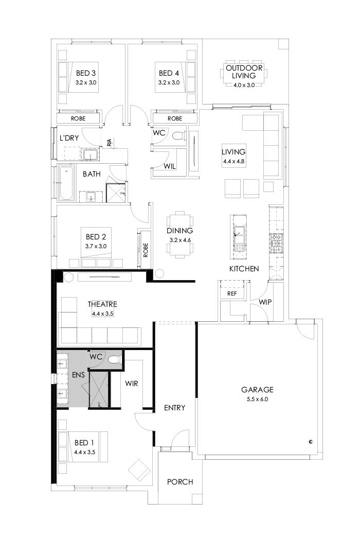 25  Floor Floorplan (Alternate bed 1 - Flipped)