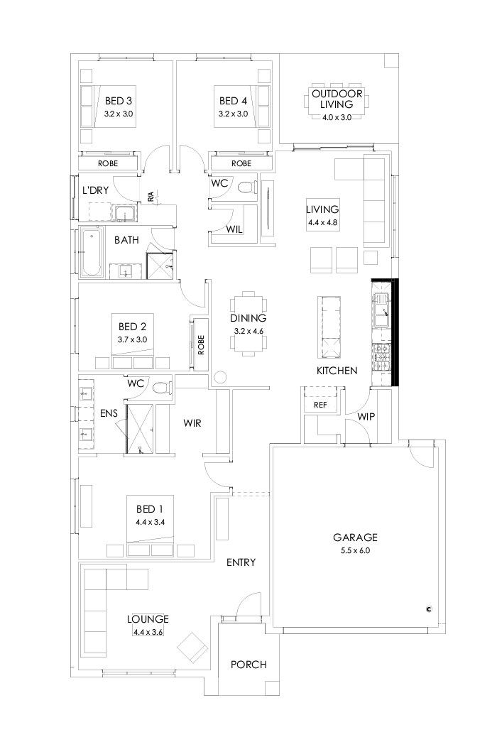 25  Floor Floorplan (Alternate kitchen - Flipped)