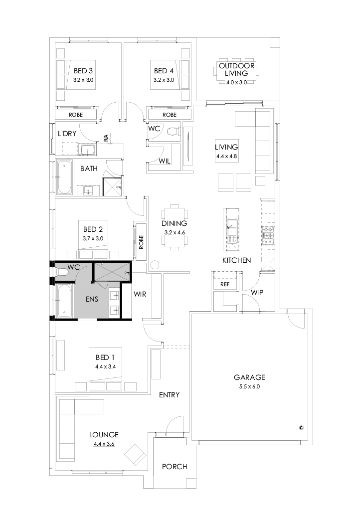 25  Floor Floorplan (Bath to ensuite - Flipped)
