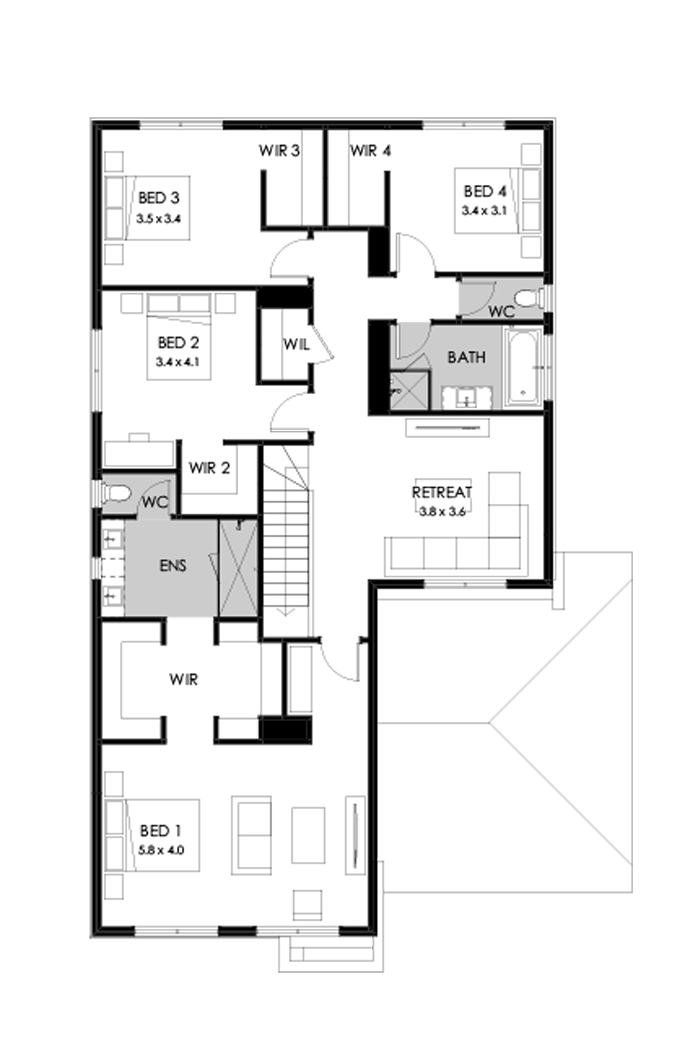 36 First Floor Floorplan (Alternate kitchen - Flipped)