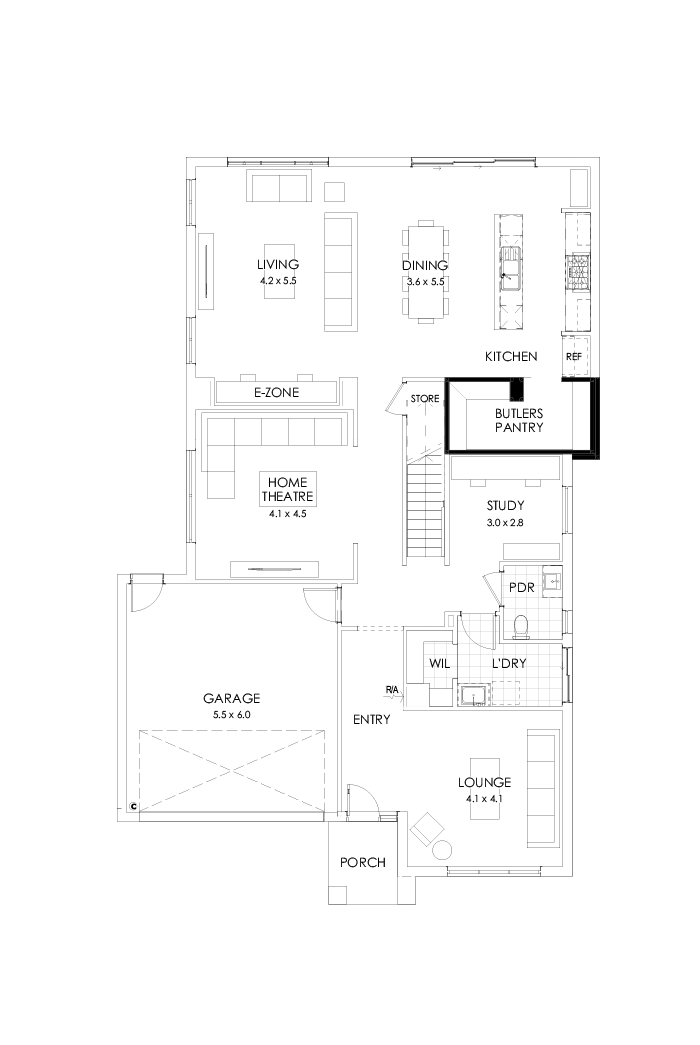 39 Ground Floor Floorplan (Butler's pantry - Included)