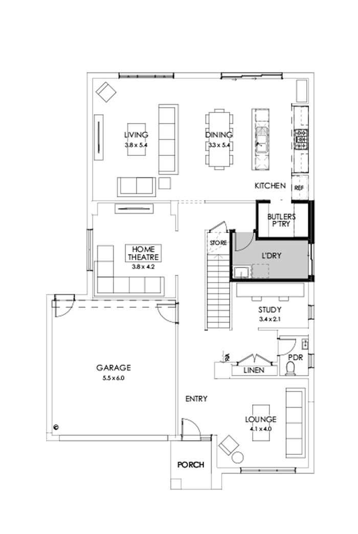 36 Ground Floor Floorplan (Butler's pantry - Included)