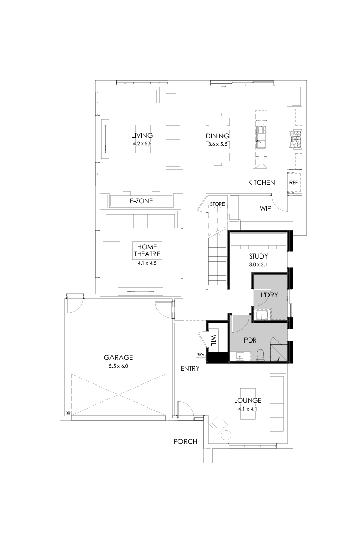 39 Ground Floor Floorplan (Shower to powder)